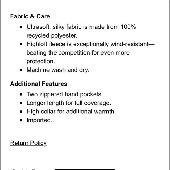 L.L. Bean Luxe Fleece Long Vest in Black NEW Size XS - Picture 8 of 9